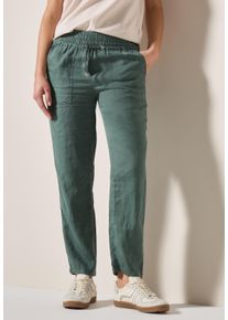 Cecil Damen Stoffhosebalmy khaki, casual, Gr. XXL, unifarben, Stoff, 100% Leinen, Hosen, Elastikbund mit Tunnelzug