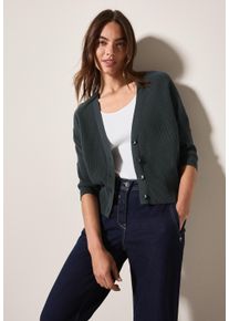 Cecil Damen Cardiganslate khaki, casual, Gr. L, unifarben, Strick, Obermaterial: 100% Baumwolle, Strickjacken, mit Struktur und Knopfleiste