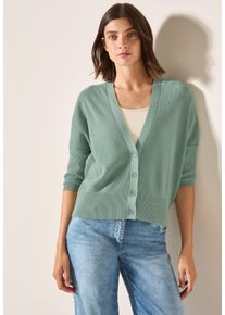 Cecil Damen Cardiganmatcha grün, casual, Gr. XXL, unifarben, Strick, Obermaterial: 100% Baumwolle, Strickjacken, mit Struktur und Knopfleiste