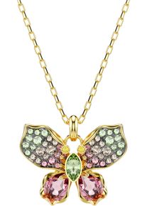 Swarovski Damen Kette mit Anhänger "Schmuck Geschenk Idyllia Anhänger Schmetterling, 5709950", Metall, L: 49cmgelbgoldfarben, grün, rosa, gelb,