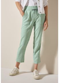 Cecil Damen Leinenhose "Style Tracey"ice sage grün, casual, Gr. XL, unifarben, Web, Obermaterial: 100% Leinen, Hosen, mit elastischem Bund und