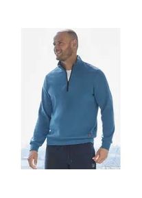 Sweatshirt John Devin, Herren, Gr. XXL (60/62), blau (petrol), angeraute Sweatware, Obermaterial: 60% Baumwolle, 40% Polyester, unifarben, bequem normal, Rundhals, angesetztes B&uuml;ndchen, Sweatshirts Sweatshirt, Troyer mit schwarzem Rei&szlig;verschluss am Kragen, aus Baumwoll-Mix