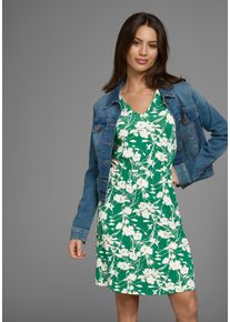Laura Scott Damen Shirtkleidgrün, weiß, floral, Gr. 44, geblümt, Single Jersey, Obermaterial: 95% Viskose, 5% Elasthan, Kleider, mit Flügelärmeln,