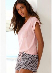 Vivance Dreams Shorty mehrfarbig Gr. 32/34 für Damen. Rundhals und Allover-Druck. Bequem. Nachhaltig.