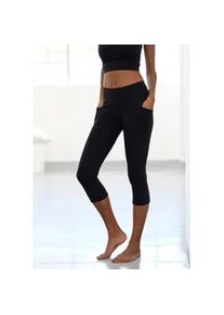 Caprileggings Vivance, Damen, Gr. 56/58, N-Gr, schwarz, Single Jersey, Obermaterial: 95% Baumwolle, 5% Elasthan, unifarben, Basic, Hosen, mit 2 Handytaschen