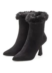 High-Heel-Stiefelette "Ankleboots mit Rei&szlig;verschluss", Damen, Gr. 41, schwarz, Obermaterial: 100% Textilmaterial. Decksohle: 100% Lederimitat. Futter: 100% Textilmaterial. Laufsohle: 100% Synthetik, Lascana BELLE AFFAIRE, Fellimitat, unifarben, Schuhe, Spule Absatzschuh