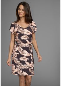 Laura Scott Damen Sommerkleidschwarz, beige, tropic, feminin, Gr. 42, bedruckt, Single Jersey, Obermaterial: 95% Viskose, 5% Elasthan, Kleider, mit