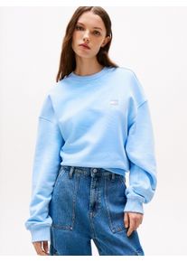 Tommy Jeans Damen Sweatshirt "TJW BXY BADGE CREW"light powdery blau tonal, casual, Gr. S, unifarben, Sweatware, Obermaterial: 100% Baumwolle,