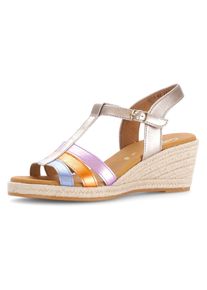 Gabor Damen Keilsandalette "ATHEN", Gr. 43goldfarben multicolor, Leder, metallic, elegant, Schuhe, Keilabsatz, Sommerschuh, Sandale mit verstellbarer