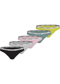 Damen Bikinislip "5 PACK BIKINI (LOW-RISE)", Calvin Klein Underwear, Gr. Mblk, gryhtr, bf pk, lvly tl, kwl lm, Jersey, Obermaterial: 90% Baumwolle,