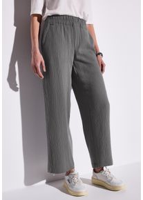 Street One Damen Stoffhoseovercast grau, casual, Gr. 46, unifarben, Web, Obermaterial: 100% Baumwolle, Hosen, in Struktur-Optik
