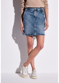 Street One Damen Jeansrockmedium blau authentic wash, casual, Gr. 38, unifarben, Jeans, 99% Baumwolle, 1% Elasthan, Röcke, mit Knopfleiste