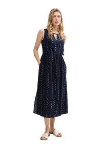 Tom Tailor Damen Druckkleidnavy dot print, casual, Gr. 34, gepunktet, unifarben, Web, Obermaterial: 70% Viskose, 30% Lyocell, Kleider, mit Punkten