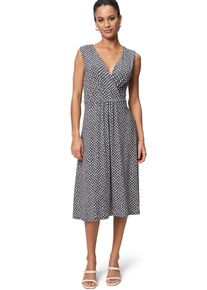 Zero Damen Midikleid "Zero Midikleid mit Wickeloptik"blaucream, casual, Gr. 38, bedruckt, Obermaterial: 95% Viskose, 5% Elastan. Ärmelfutter: ohne
