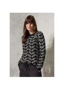 Strickpullover Cecil, Damen, Gr. L (42), schwarz, Stoff, 68% Polyester, 32% Baumwolle, gemustert, normal normal, Rundhals, B&uuml;ndchen, Pullover Strickpullover, mit grafischem Muster