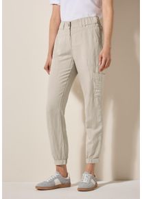 Cecil Damen Stoffhosepumice beige, casual, Gr. L, unifarben, Stoff, 55% Leinen, 45% Viskose, Hosen, mit seitlichen Einschubtaschen