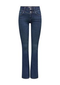Only Damen Bootcut-Jeans "ONLSARAH VIS BUT MID FLARED DNM BOX"dunkelblau denim detail:tinted, modisch, Gr. M, Denim/Jeans, Obermaterial: 70%
