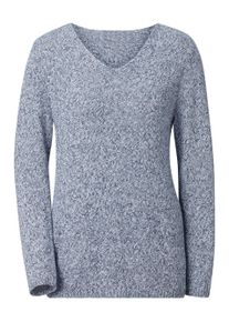 sheego Gro&szlig;e Gr&ouml;&szlig;en Strickpullover aus Melangegarn, blau-meliert, Gr&ouml;&szlig;e 54 - Damen