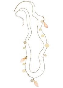 Lascana Lange Kette 'Layer Halskette, 2 Reihen' mehrfarbig Gr. für Damen. Mit Textileinlage, Schmuckelement, Schmuckelemente