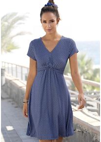 Vivance Jerseykleid mehrfarbig Gr. 34 für Damen. V-Ausschnitt und Allover-Druck. Figurumspielend. Nachhaltig.