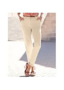 Chinohose Inspirationen, Damen, Gr. 44, Normalgrößen, beige (sand), 98% Baumwolle, 2% Elasthan, unifarben, lang, Hosen