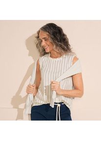 LANDS' END &Auml;rmelloses Top im Leinenmix, Damen,  Wei&szlig;, Leinen/Viskose, by Lands' End