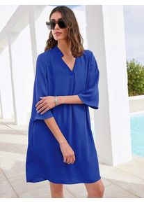 Peter Hahn - Kleid mit V-Ausschnitt, blau, Gr. 36 / S