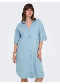 Only CARMAKOMA Damen Blusenkleid "CARCOCO SS BLK SHIRT DRESS WVN"soft chambray, modisch, Gr. 48, unifarben, Web, Obermaterial: 100% Baumwolle, Kleider
