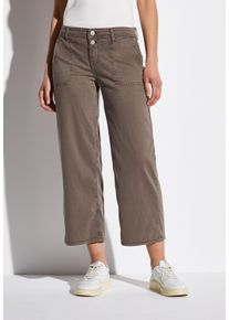 Street One Damen Weite Jeansstone braun washed, casual, Gr. 34, unifarben, Denim/Jeans, Obermaterial: 56% Lyocell, 22% Polyester, 19% Viskose, 3%