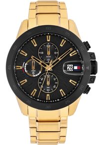 Tommy Hilfiger Herren Multifunktionsuhr "Jameson"goldfarben, schwarz, Armbanduhren, Quarzuhr, Armbanduhr, Herrenuhr, Edelstahlarmband, analog, Tag