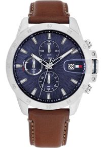 Tommy Hilfiger Herren Multifunktionsuhr "Jameson"braun, blau, Armbanduhren, Quarzuhr, Armbanduhr, Herrenuhr, Lederarmband, analog, Tag