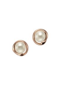ZEEme Pearls Ohrringe Silber 925 rosé-vergoldet mit weißer Perle 6mm
