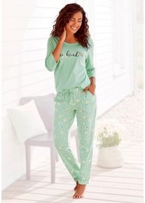 Vivance Dreams Pyjama mehrfarbig Gr. 32/34 für Damen. Rundhals und Druck. Bequem. Nachhaltig.