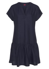 s.Oliver Blusenkleid blau Gr. 44 für Damen. Mit V-Ausschnitt. Figurumspielend. Nachhaltig.