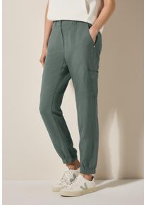 Cecil Damen Stoffhosebalmy khaki, casual, Gr. L, unifarben, Stoff, 55% Leinen, 45% Viskose, Hosen, mit seitlichen Einschubtaschen