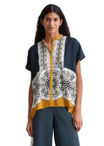 Marc O'Polo MARC O'POLO Damen Kurzarmbluse "aus ECOVERO von LENZING "multi, muted blau, elegant, Gr. 36, bedruckt, Obermaterial: 100% Viskose, Blusen