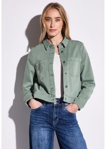 Street One Damen Jeansjackeolive washed, casual, Gr. 34, unifarben, Jeans, 55% Baumwolle, 21% Polyester, 14% Lyocell, 9% Viskose, 1% Elasthan,