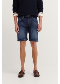 Bugatti Herren Bermudas385, mittelblau, casual, Gr. 52, unifarben, 87% Baumwolle, 11% Polyester, 2% Elasthan, Hosen, im Used-Wash-Design