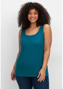 Große Größen Tanktop aus Baumwolle, mit Rundhalsausschnitt Gr. 46 blau von sheego für Damen