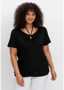 sheego by Joe Browns Große Größen Shirt mit Neckholder-Bindeband Gr. 44/46 schwarz von sheego für Damen
