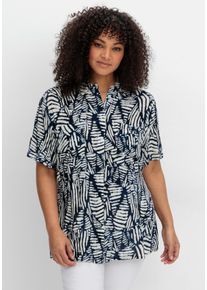 sheego by Joe Browns Große Größen Kurzarm-Hemdbluse mit Alloverdruck Gr. 46 blau bedruckt von sheego für Damen