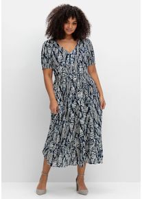 sheego by Joe Browns Große Größen Maxikleid mit Grafikprint und Volantsaum Gr. 42 blau von sheego für Damen