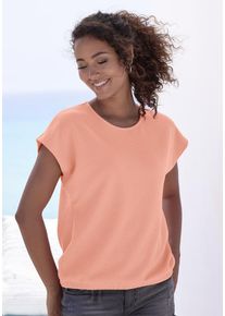 Vivance Kurzarmshirt 'aus bügelfreier Strukturqualität' peach Gr. 32/34 für Damen. Mit Rundhals. Bequem. Nachhaltig.