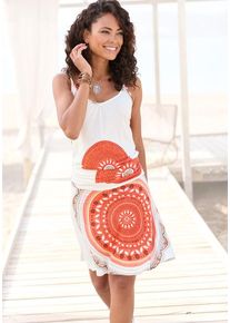 Beach Time BEACHTIME Strandkleid mehrfarbig Gr. 34 für Damen. V-Ausschnitt und Allover-Druck. Figurumspielend. Nachhaltig.