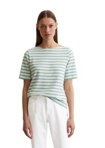 Marc O'Polo MARC O'POLO Damen T-Shirt "mit garngefärbtem Streifenmuster"multi, pure teal, Basic, Gr. S, gestreift, Obermaterial: 100% Baumwolle, Shirts
