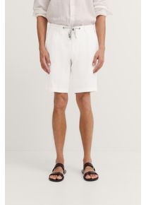 Bugatti Herren Bermudas10, weiß, casual, Gr. 46, unifarben, 76% Baumwolle, 23% Leinen, 1% Elasthan, Hosen, aus Baumwoll-Leinen-Mix