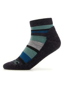 Stoic Merino Trekking Quarter Socks Striped Wandersocken Kinder (Gr 27-30 |schwarz)