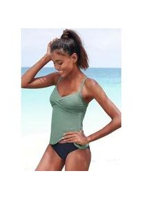 B&uuml;gel-Tankini-Top s.Oliver "Spain", Damen, Gr. 42, Cup B, gr&uuml;n (oliv), Microfaser, Microfaser, unifarben, Bikini-Oberteile, mit Wickeloptik