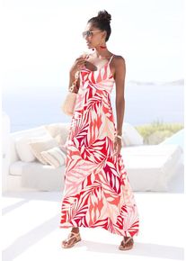 Lascana Maxikleid orange Gr. 34 für Damen. Mit Rundhals. Figurumspielend. Nachhaltig.