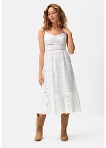 Lascana Midikleid weiß Gr. 38 für Damen. Mit V-Ausschnitt. Figurumspielend. Nachhaltig.